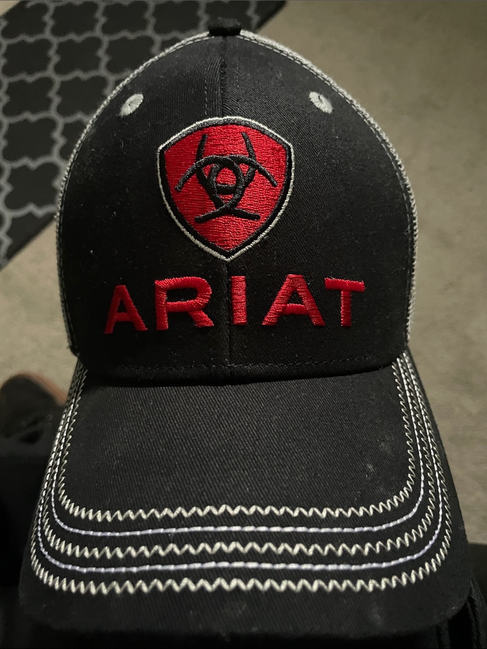 Ariat Black Baseball Cap with Red Embroidered Logo
